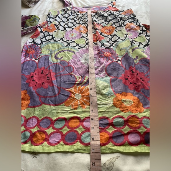 Anthropologie Lilka Purple Floral Cotton Tie Back Babydoll Mini Dress Medium Y2K - Picture 7 of 7